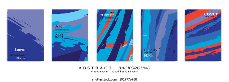 Abstract backgrouns set, grunge texture. Minimalistic art, brush strokes style. Design for card, brochure, banner idea, book cover, booklet print, flyer sheet a4. Collage page, web header template.