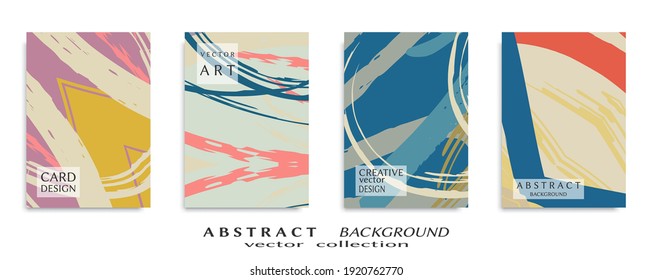 Abstract backgrouns set, grunge texture. Minimalistic art, brush strokes style. Design for card, brochure, banner idea, book cover, booklet print, flyer sheet a4. Collage page, web header template.