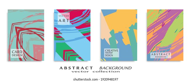 Abstract backgrouns set, grunge texture. Minimalistic art, brush strokes style. Design for card, brochure, banner idea, book cover, booklet print, flyer sheet a4. Collage page, web header template.