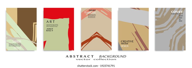 Abstract backgrouns set, grunge texture. Minimalistic art, brush strokes style. Design for card, brochure, banner idea, book cover, booklet print, flyer sheet a4. Collage page, web header template.