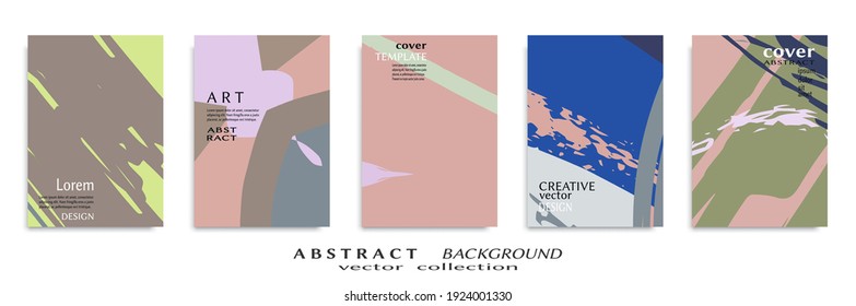 Abstract backgrouns set, grunge texture. Minimalistic art, brush strokes style. Design for card, brochure, banner idea, book cover, booklet print, flyer sheet a4. Collage page, web header template.