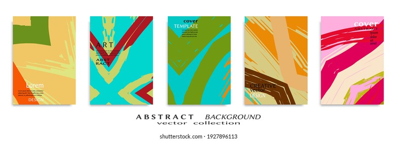Abstract backgrouns set, grunge texture. Minimalistic art, brush strokes style. Design for card, brochure, banner idea, book cover, booklet print, flyer sheet a4. Collage page, web header template.