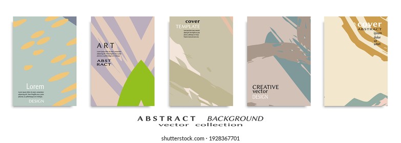 Abstract backgrouns set, grunge texture. Minimalistic art, brush strokes style. Design for card, brochure, banner idea, book cover, booklet print, flyer sheet a4. Collage page, web header template.