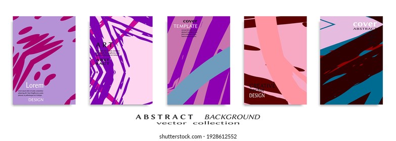 Abstract backgrouns set, grunge texture. Minimalistic art, brush strokes style. Design for card, brochure, banner idea, book cover, booklet print, flyer sheet a4. Collage page, web header template.