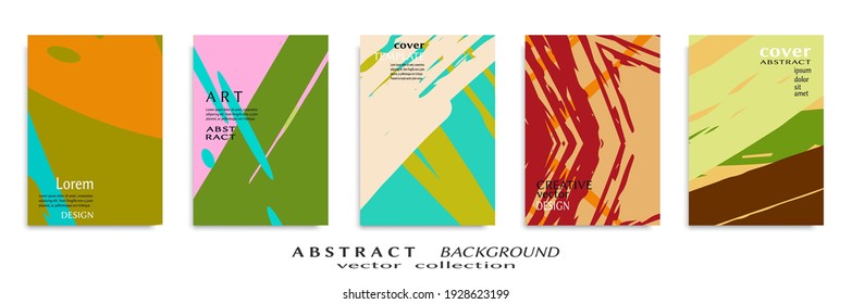 Abstract backgrouns set, grunge texture. Minimalistic art, brush strokes style. Design for card, brochure, banner idea, book cover, booklet print, flyer sheet a4. Collage page, web header template.