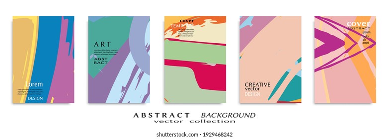 Abstract backgrouns set, grunge texture. Minimalistic art, brush strokes style. Design for card, brochure, banner idea, book cover, booklet print, flyer sheet a4. Collage page, web header template.