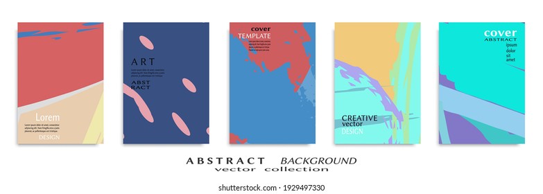 Abstract backgrouns set, grunge texture. Minimalistic art, brush strokes style. Design for card, brochure, banner idea, book cover, booklet print, flyer sheet a4. Collage page, web header template.