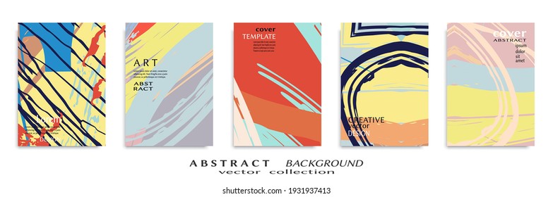 Conjunto de fondo abstracto, textura gruesa. Arte minimalista, estilo de pinceladas. Diseño para tarjeta, folleto, idea de banner, portada de libro, folleto, hoja de volante a4. Página de conjunto, plantilla de encabezado web.