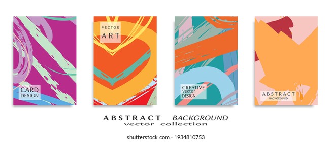 Abstract backgrouns set, grunge texture. Minimalistic art, brush strokes style. Design for card, brochure, banner idea, book cover, booklet print, flyer sheet a4. Collage page, web header template.