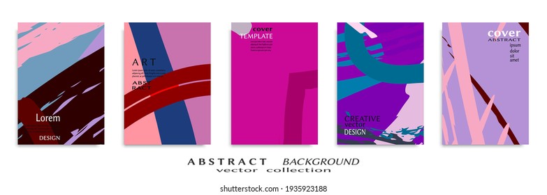 Abstract backgrouns set, grunge texture. Minimalistic art, brush strokes style. Design for card, brochure, banner idea, book cover, booklet print, flyer sheet a4. Collage page, web header template.