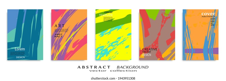 Conjunto de fondo abstracto, textura gruesa. Arte minimalista, estilo de pinceladas. Diseño para tarjeta, folleto, idea de banner, portada de libro, folleto, hoja de volante a4. Página de conjunto, plantilla de encabezado web.