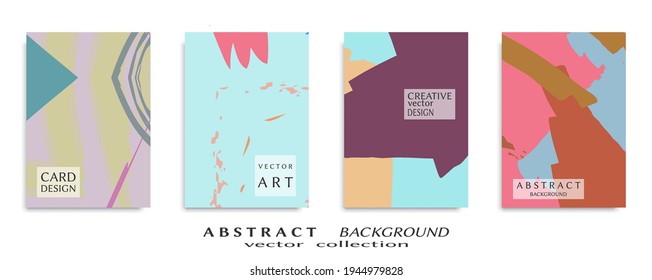 Abstract backgrouns set, grunge texture. Minimalistic art, brush strokes style. Design for card, brochure, banner idea, book cover, booklet print, flyer sheet a4. Collage page, web header template.
