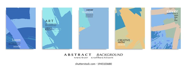 Abstract backgrouns set, grunge texture. Minimalistic art, brush strokes style. Design for card, brochure, banner idea, book cover, booklet print, flyer sheet a4. Collage page, web header template.