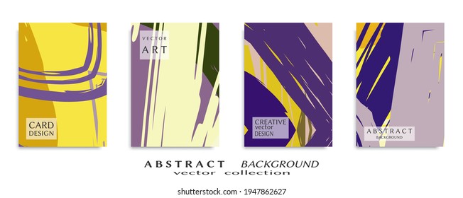 Abstract backgrouns set, grunge texture. Minimalistic art, brush strokes style. Design for card, brochure, banner idea, book cover, booklet print, flyer sheet a4. Collage page, web header template.