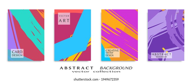 Abstract backgrouns set, grunge texture. Minimalistic art, brush strokes style. Design for card, brochure, banner idea, book cover, booklet print, flyer sheet a4. Collage page, web header template.