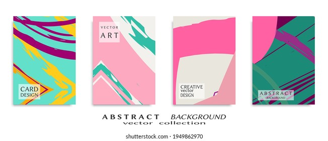Abstract backgrouns set, grunge texture. Minimalistic art, brush strokes style. Design for card, brochure, banner idea, book cover, booklet print, flyer sheet a4. Collage page, web header template.