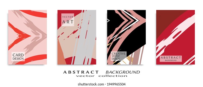 Abstract backgrouns set, grunge texture. Minimalistic art, brush strokes style. Design for card, brochure, banner idea, book cover, booklet print, flyer sheet a4. Collage page, web header template.