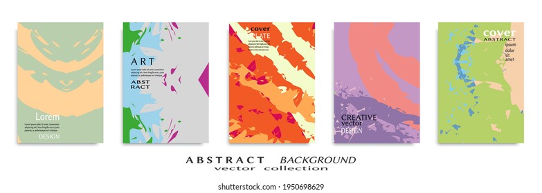 Abstract backgrouns set, grunge texture. Minimalistic art, brush strokes style. Design for card, brochure, banner idea, book cover, booklet print, flyer sheet a4. Collage page, web header template.