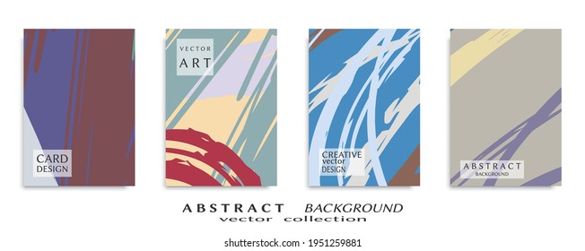 Abstract backgrouns set, grunge texture. Minimalistic art, brush strokes style. Design for card, brochure, banner idea, book cover, booklet print, flyer sheet a4. Collage page, web header template.