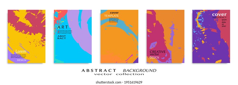Abstract backgrouns set, grunge texture. Minimalistic art, brush strokes style. Design for card, brochure, banner idea, book cover, booklet print, flyer sheet a4. Collage page, web header template.