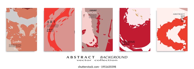 Abstract backgrouns set, grunge texture. Minimalistic art, brush strokes style. Design for card, brochure, banner idea, book cover, booklet print, flyer sheet a4. Collage page, web header template.