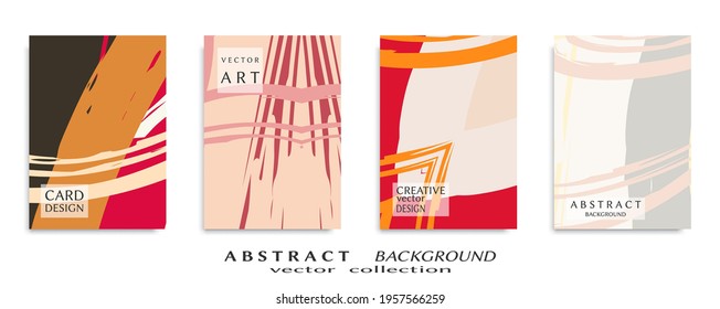 Abstract backgrouns set, grunge texture. Minimalistic art, brush strokes style. Design for card, brochure, banner idea, book cover, booklet print, flyer sheet a4. Collage page, web header template.