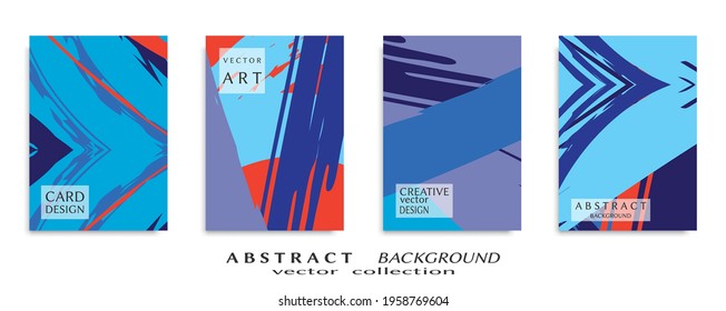 Abstract backgrouns set, grunge texture. Minimalistic art, brush strokes style. Design for card, brochure, banner idea, book cover, booklet print, flyer sheet a4. Collage page, web header template.