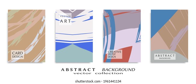 Abstract backgrouns set, grunge texture. Minimalistic art, brush strokes style. Design for card, brochure, banner idea, book cover, booklet print, flyer sheet a4. Collage page, web header template.
