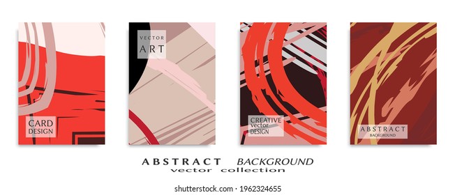 Abstract backgrouns set, grunge texture. Minimalistic art, brush strokes style. Design for card, brochure, banner idea, book cover, booklet print, flyer sheet a4. Collage page, web header template.