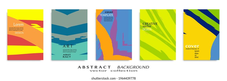 Abstract backgrouns set, grunge texture. Minimalistic art, brush strokes style. Design for card, brochure, banner idea, book cover, booklet print, flyer sheet a4. Collage page, web header template.