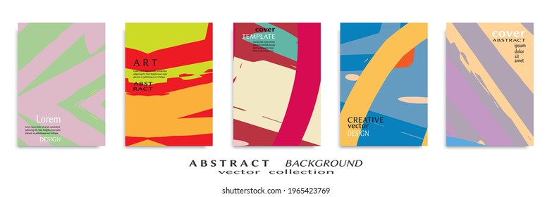 Abstract backgrouns set, grunge texture. Minimalistic art, brush strokes style. Design for card, brochure, banner idea, book cover, booklet print, flyer sheet a4. Collage page, web header template.