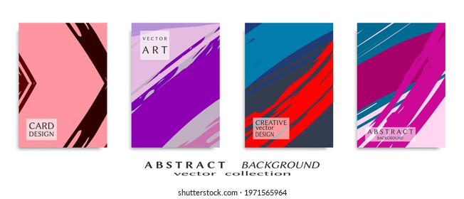 Abstract backgrouns set, grunge texture. Minimalistic art, brush strokes style. Design for card, brochure, banner idea, book cover, booklet print, flyer sheet a4. Collage page, web header template.