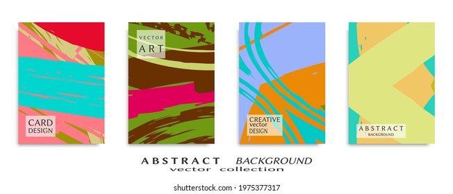 Abstract backgrouns set, grunge texture. Minimalistic art, brush strokes style. Design for card, brochure, banner idea, book cover, booklet print, flyer sheet a4. Collage page, web header template.