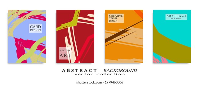 Abstract backgrouns set, grunge texture. Minimalistic art, brush strokes style. Design for card, brochure, banner idea, book cover, booklet print, flyer sheet a4. Collage page, web header template.