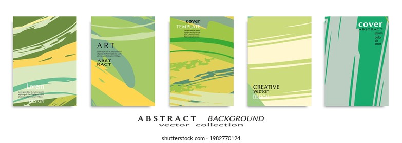Abstract backgrouns set, grunge texture. Minimalistic art, brush strokes style. Design for card, brochure, banner idea, book cover, booklet print, flyer sheet a4. Collage page, web header template.