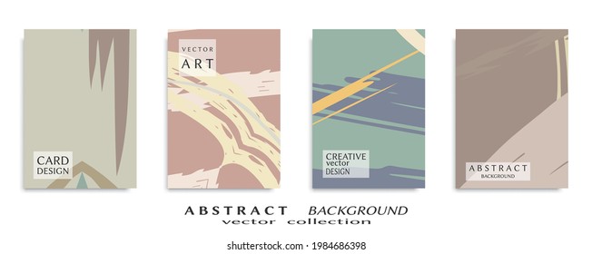 Abstract backgrouns set, grunge texture. Minimalistic art, brush strokes style. Design for card, brochure, banner idea, book cover, booklet print, flyer sheet a4. Collage page, web header template.