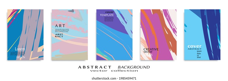 Abstract backgrouns set, grunge texture. Minimalistic art, brush strokes style. Design for card, brochure, banner idea, book cover, booklet print, flyer sheet a4. Collage page, web header template.