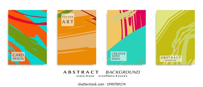 Abstract backgrouns set, grunge texture. Minimalistic art, brush strokes style. Design for card, brochure, banner idea, book cover, booklet print, flyer sheet a4. Collage page, web header template.