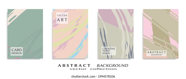 Abstract backgrouns set, grunge texture. Minimalistic art, brush strokes style. Design for card, brochure, banner idea, book cover, booklet print, flyer sheet a4. Collage page, web header template.