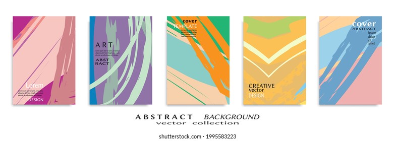 Conjunto de fondo abstracto, textura gruesa. Arte minimalista, estilo de pinceladas. Diseño para tarjeta, folleto, idea de banner, portada de libro, folleto, hoja de volante a4. Página de conjunto, plantilla de encabezado web.