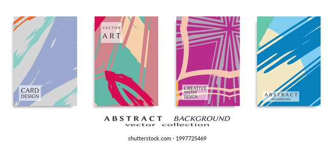 Abstract backgrouns set, grunge texture. Minimalistic art, brush strokes style. Design for card, brochure, banner idea, book cover, booklet print, flyer sheet a4. Collage page, web header template.