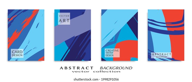 Abstract backgrouns set, grunge texture. Minimalistic art, brush strokes style. Design for card, brochure, banner idea, book cover, booklet print, flyer sheet a4. Collage page, web header template.