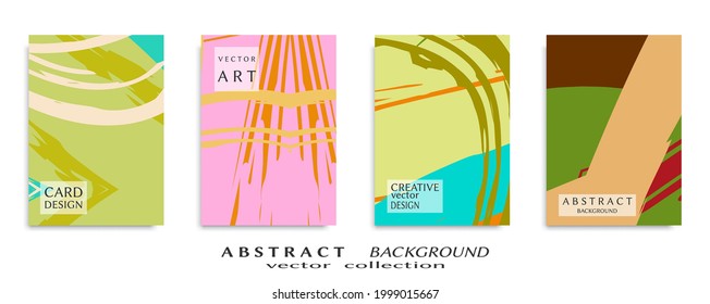Abstract backgrouns set, grunge texture. Minimalistic art, brush strokes style. Design for card, brochure, banner idea, book cover, booklet print, flyer sheet a4. Collage page, web header template.