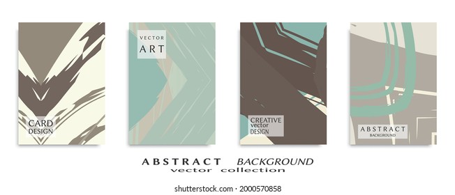 Abstract backgrouns set, grunge texture. Minimalistic art, brush strokes style. Design for card, brochure, banner idea, book cover, booklet print, flyer sheet a4. Collage page, web header template.