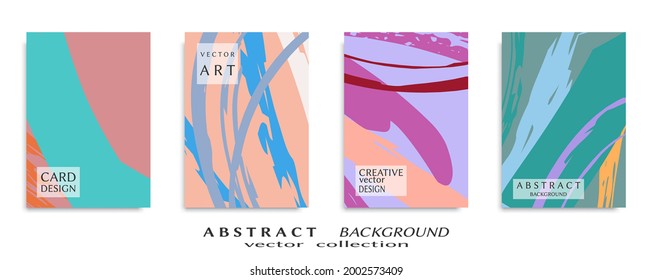 Abstract backgrouns set, grunge texture. Minimalistic art, brush strokes style. Design for card, brochure, banner idea, book cover, booklet print, flyer sheet a4. Collage page, web header template.
