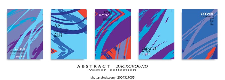 Abstract backgrouns set, grunge texture. Minimalistic art, brush strokes style. Design for card, brochure, banner idea, book cover, booklet print, flyer sheet a4. Collage page, web header template.