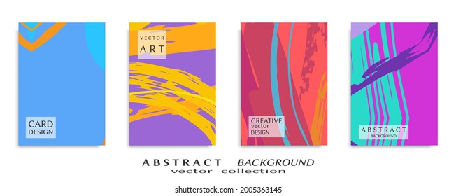 Abstract backgrouns set, grunge texture. Minimalistic art, brush strokes style. Design for card, brochure, banner idea, book cover, booklet print, flyer sheet a4. Collage page, web header template.