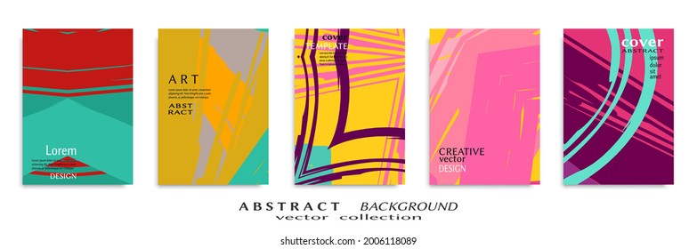 Abstract backgrouns set, grunge texture. Minimalistic art, brush strokes style. Design for card, brochure, banner idea, book cover, booklet print, flyer sheet a4. Collage page, web header template.