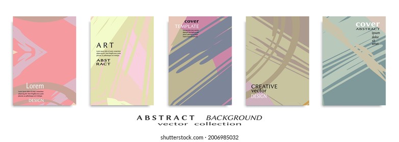Abstract backgrouns set, grunge texture. Minimalistic art, brush strokes style. Design for card, brochure, banner idea, book cover, booklet print, flyer sheet a4. Collage page, web header template.