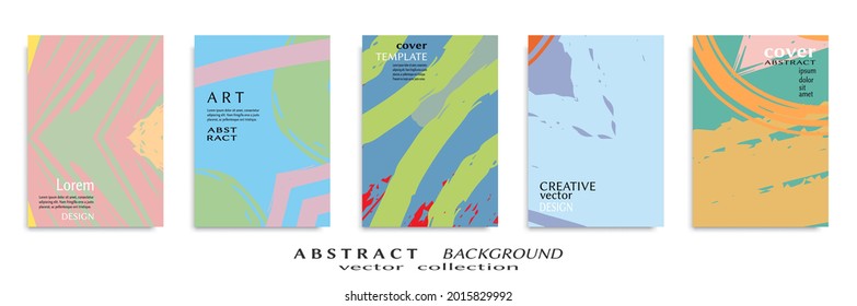 Abstract backgrouns set, grunge texture. Minimalistic art, brush strokes style. Design for card, brochure, banner idea, book cover, booklet print, flyer sheet a4. Collage page, web header template.